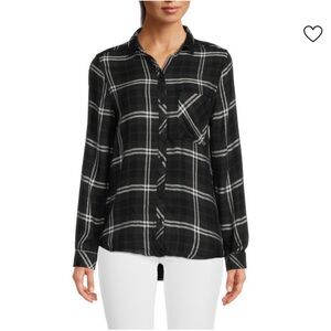 beachlunchlounge Black and White Plaid Button Down Shirt